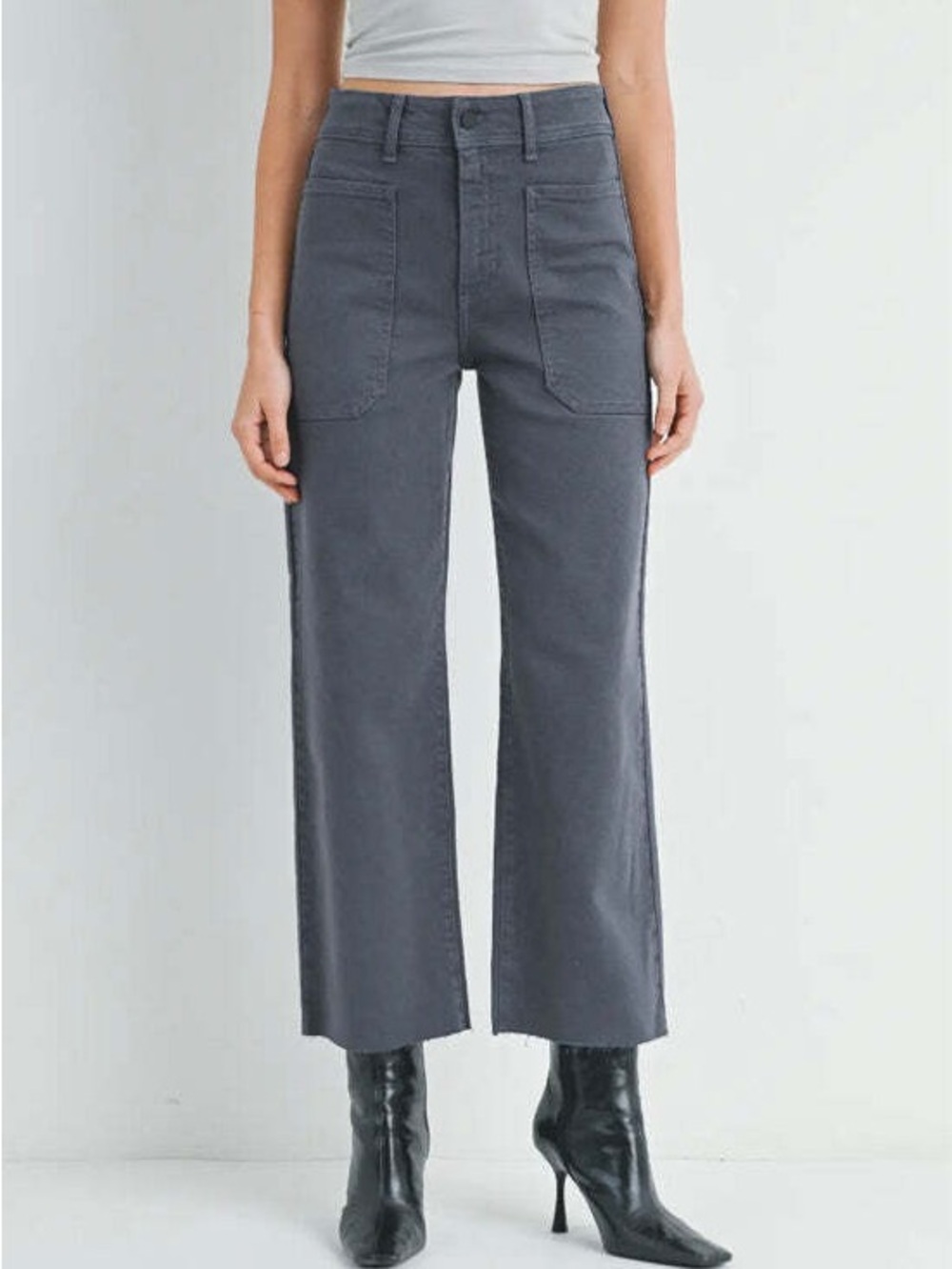 Just USA Wide Leg High-Rise Jeans in Gray